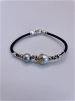 Bracciale Soma Gioielli Donna Bracciale in oro, cuoio e argento in Pelle Perla MIS B2050 BR CU/AG/OG